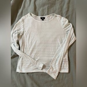 Baby blue striped cropped long sleeve shirt